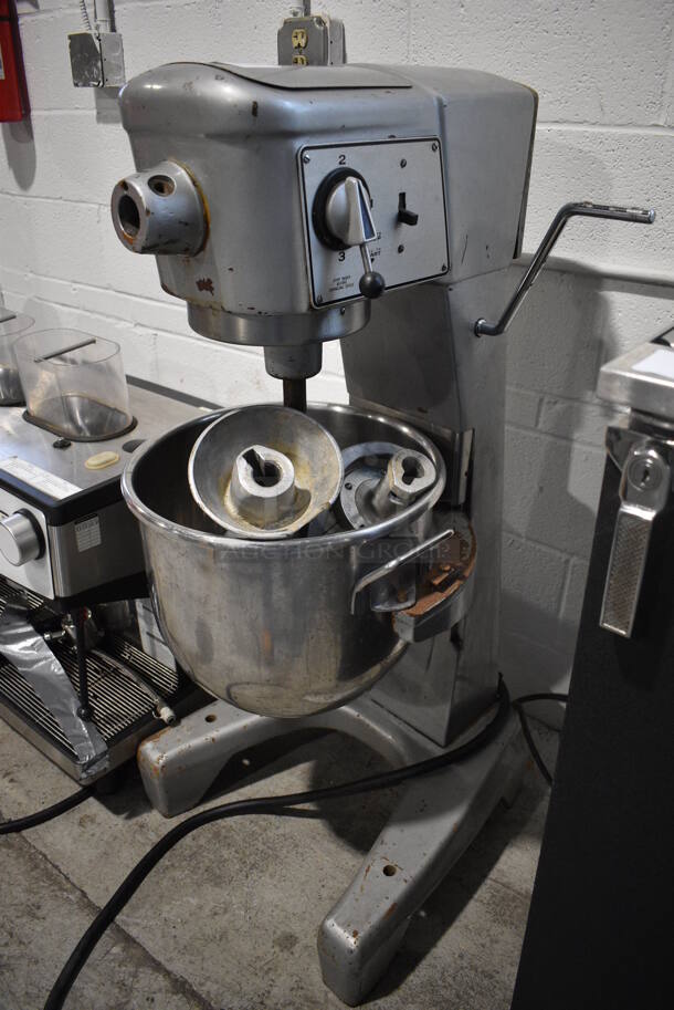 Hobart Model D-300 Metal Commercial Floor Style 30 Quart Planetary Mixer w/ Stainless Steel Mixing Bowl, Whisk and 2 Dough Hook Attachments. 208 Volts, 3 Phase. 21x27x45. Cannot Test Due To Cut Cord - Image 8 of 8