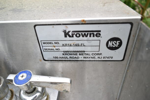 Krowne KR18-14S-FL Stainless Steel Commercial Single Bay Sink and Stainless Steel Drain Board. w/ Faucet and Handles.  - Image 5 of 5