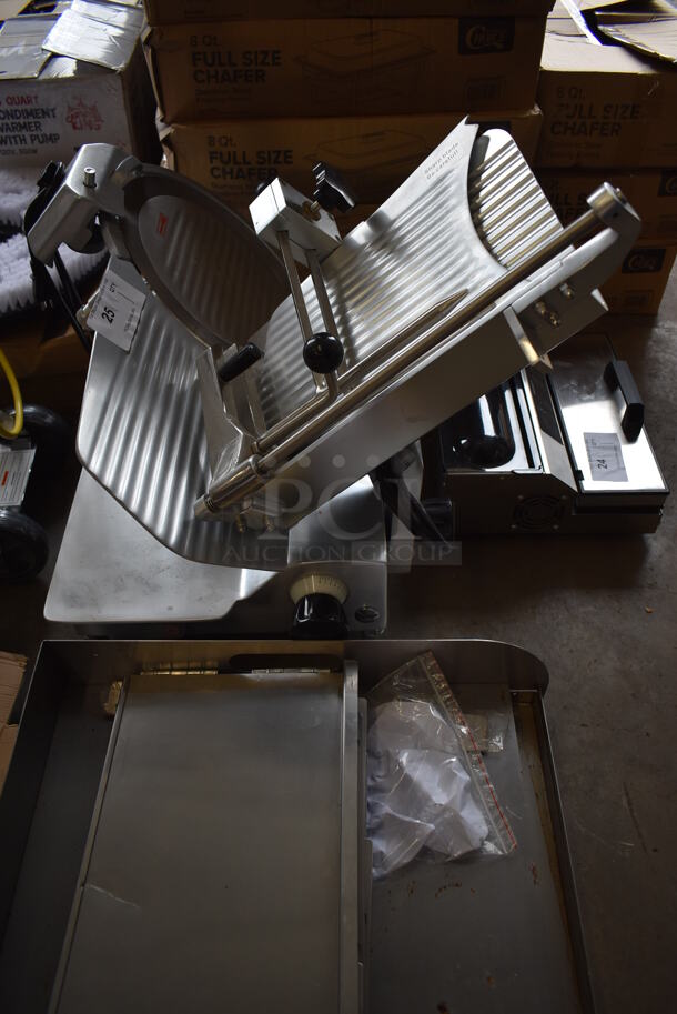Avantco ASM0013 Stainless Steel Commercial Countertop Automatic Meat Slicer w/ Blade Sharpener. 120 Volts, 1 Phase. 25x26x25. Tested and Working! - Image 2 of 6