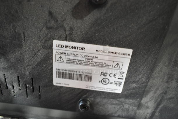 Wren GVM43-0-3005-B 43" LED Monitor. Cannot Test - Missing Power Cord. Buyer Must Pick Up - We Will Not Ship This Item. - Image 4 of 4