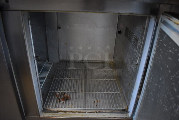 Beverage Air DP67 Stainless Steel Commercial Pizza Prep Table w/ Granite Oversized Cutting Board on Commercial Casters. 115 Volts, 1 Phase. 67x37x45. Tested and Working! - Image 8 of 9