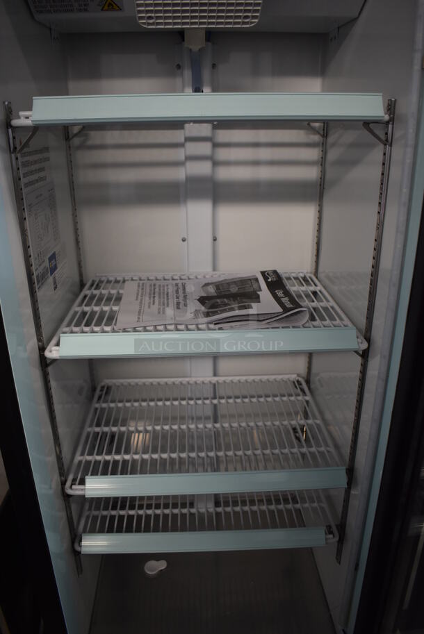 Avantco 178GDC10HCB Metal Commercial Single Door Reach In Cooler Merchandiser w/ Poly Coated Racks. 115 Volts, 1 Phase. 22x23x64. Tested and Powers On But Does Not Get Cold - Image 8 of 8