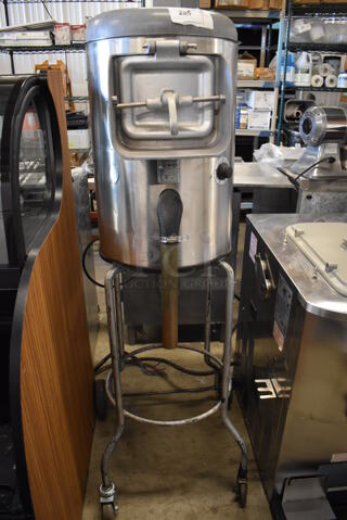 Hobart 6115-T Stainless Steel Commercial Floor Style Potato Peeler on Stand w/ Commercial Casters. 115 Volts, 1 Phase. 23x24x57.5. Tested and Working!