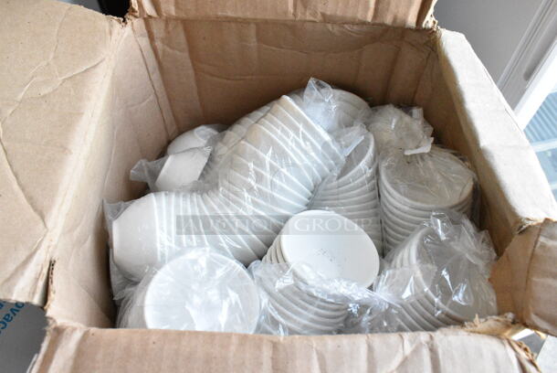 BRAND NEW SCRATCH AND DENT! Box of White Poly Bowls - Image 1 of 6
