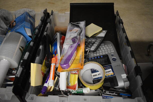ALL ONE MONEY! Lot of 3 Clear Bins of Various Office Supplies! - Image 2 of 7