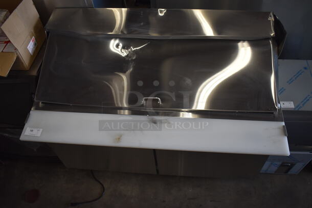 BRAND NEW SCRATCH AND DENT! Avantco 178SSPT60MHC Stainless Steel Commercial Sandwich Salad Prep Table Bain Marie Mega Top on Commercial Casters. 115 Volts, 1 Phase. Tested and Working! - Image 2 of 8