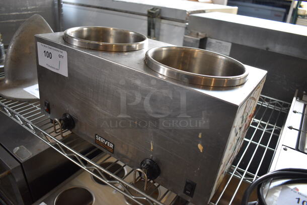 Server Model TWIN FS-4 Stainless Steel Commercial Countertop 2 Well Food Warmer. 120 Volts, 1 Phase. 17x9x9. Tested and Working! - Image 4 of 5