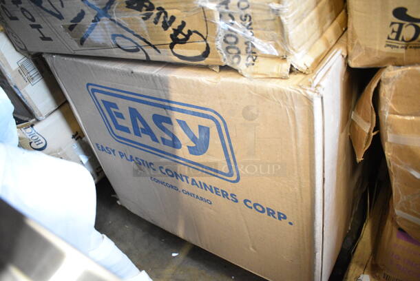 PALLET LOT of 28 BRAND NEW Boxes Including 128HD8COMBO ChoiceHD 8 oz. Microwavable Translucent Plastic Deli Container and Lid Combo Pack - 240/Case, 130BKFSNH Visions Heavy Weight Black Wrapped Plastic Cutlery Pack with Napkin - 500/Case, 2 Box 50020W Choice 20 oz. White Poly Paper Hot Cup - 600/Case, JE0111 Coconut Jelly, 3 Box 129MCS28W Choice 28 oz. White 8 3/4" x 6 1/4" x 1 3/4" Rectangular Microwavable Heavy Weight Container with Lid - 150/Case, 4070049 Choice Full Size 4" Deep 24 Gauge Anti-Jam Stainless Steel Steam Table / Hotel Pan, 500TO993Choice 9" x 9" x 3" Microwavable 1-Compartment Black / Clear Plastic Hinged Container - 100/Case, 2 Box 347TCL12 Choice 12 oz. Clear Disposable Plastic Tumbler - 500/Case, 190HCM80WA Hobart Equivalent Stainless Steel Wire Whip for Classic Mixers (80 Qt. Bowls), PanSaver Bags. 28 Times Your Bid! - Image 5 of 12