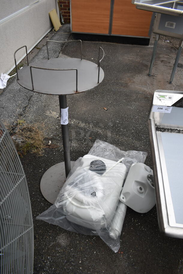 ALL ONE MONEY! Lot of Various Items Including Metal Stand and Poly Pieces - Image 1 of 6