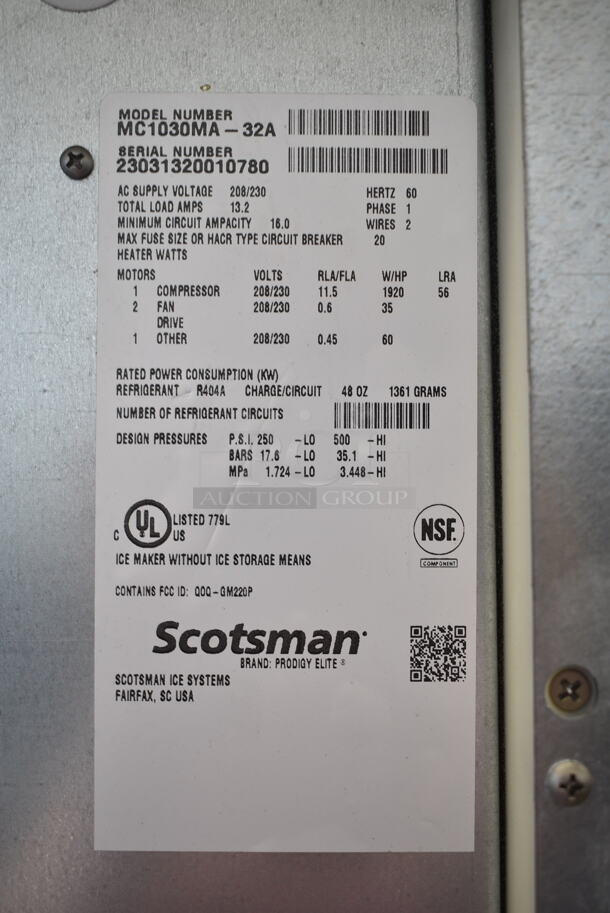BRAND NEW SCRATCH AND DENT! 2023 Scotsman MC1030MA-32A Stainless Steel Commercial Ice Head on 2023 Scotsman ICS730-A Stainless Steel Bin w/ Scotsman LQ1BASE Stand and Gray Poly Ice Cart. 208/230 Volts, 1 Phase. 31x24x29, 31x48x36, 45x32.5x39 - Image 11 of 12