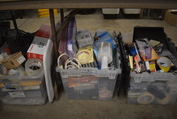 ALL ONE MONEY! Lot of 3 Clear Bins of Various Office Supplies! - Image 7 of 7