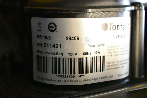 BRAND NEW SCRATCH AND DENT! 2024 Tornado BR 16/3 99406 16" Corded Walk Behind Cylindrical Floor Scrubber - 3 Gallon. 120 Volts, 1 Phase. Tested and Working! - Image 8 of 8