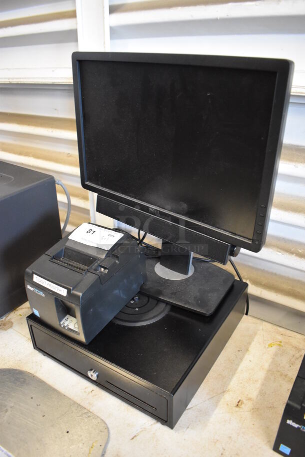 Dell Computer Monitor w/ Star Micronics TSP100 Receipt Printer and Metal Cash Drawer - Image 2 of 5