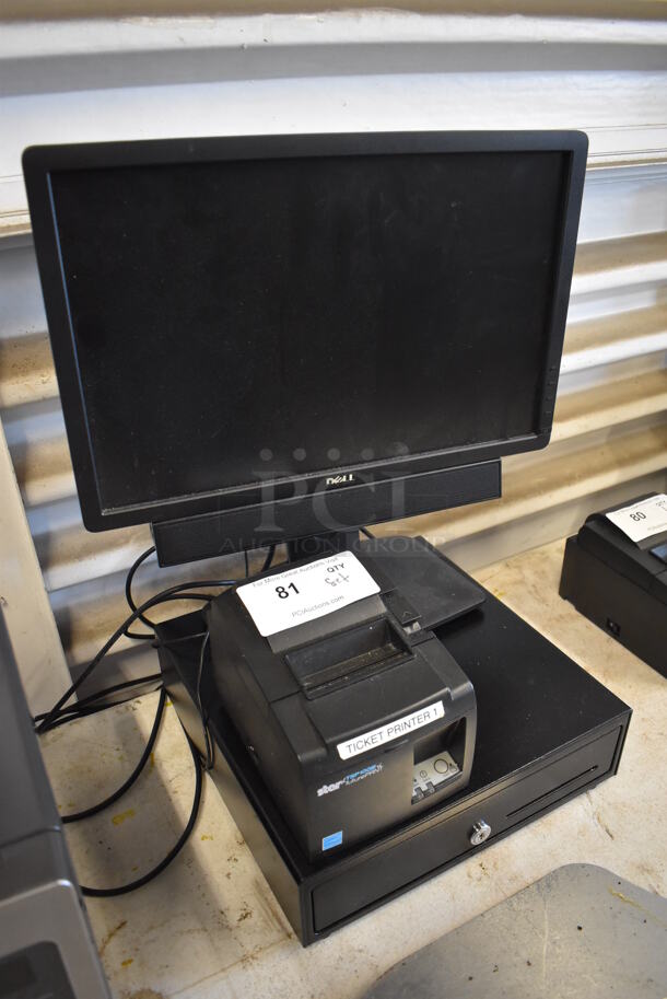 Dell Computer Monitor w/ Star Micronics TSP100 Receipt Printer and Metal Cash Drawer - Image 3 of 5
