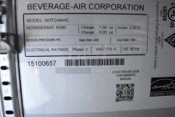 BRAND NEW SCRATCH AND DENT! Beverage Air WTF24AHC Stainless Steel Commercial Single Door Work Top Freezer on Commercial Casters. 115 Volts, 1 Phase. Tested and Working! - Image 6 of 6