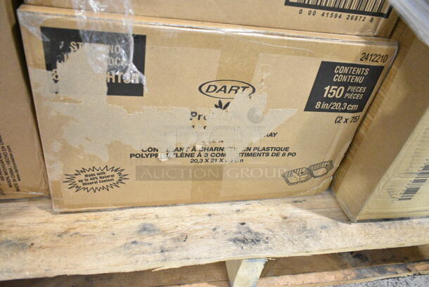 22 BRAND NEW Boxes Including 128HD8COMBO ChoiceHD 8 oz. Microwavable Translucent Plastic Deli Container and Lid Combo Pack - 240/Case, Dart 85MFPPHT3 ProPlanet 8 5/16" x 8" x 3" White Mineral-Filled 3 Compartment Hinged Lid Takeout Container, 612P558 Choice 8" Clear Round Plastic Dome Lid - 500/Case. 22 Times Your Bid!  - Image 8 of 12