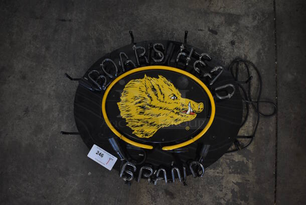 Boar's Head Neon Light Up Sign. 115 Volts, 1 Phase. 27x5x23