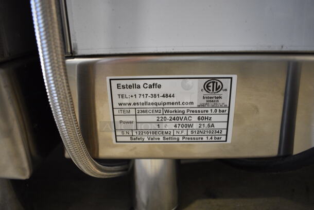 Estella 236ECEM2 Stainless Steel Commercial Countertop 2 Group Espresso Machine w/ 2 Steam Wands. 220-240 Volts, 1 Phase.  - Image 9 of 9