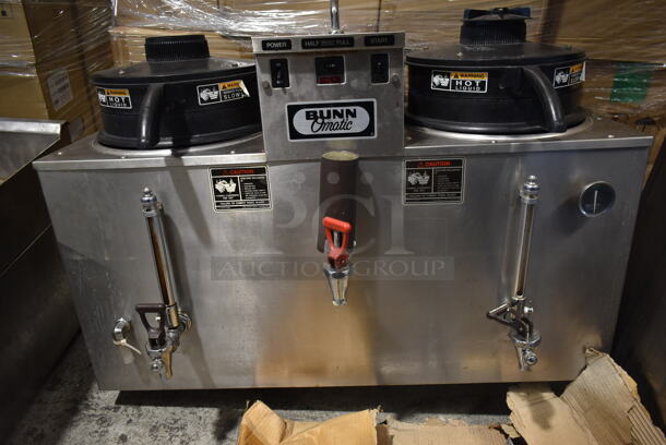 Bunn U3 120/240 Stainless Steel Commercial Countertop 3 Gallon Twin Coffee Machine Urn w/ Hot Water Dispenser and 2 Poly Brew Baskets. 120/240 Volts, 1 Phase. - Image 5 of 9