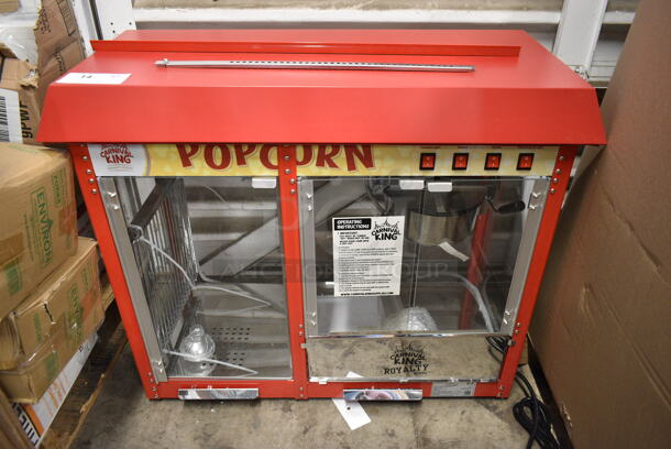 BRAND NEW SCRATCH AND DENT! Carnival King 382PMW17R  Royalty Series 8 oz. Commercial Popcorn Machine / Popper with Warming / Holding Merchandiser. 110 Volts, 1 Phase. Tested and Working! - Image 2 of 7
