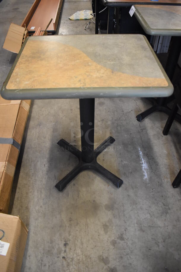 Tan and Gray Green Table on Black Metal Table Base. 20x24x29.5 - Image 5 of 5