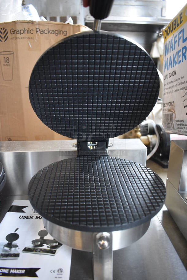 BRAND NEW IN BOX! Carnival King Model 382WCM2 Stainless Steel Commercial Countertop Double Waffle Cone Maker. 120 Volts, 1 Phase. 20x19x11 - Image 3 of 7