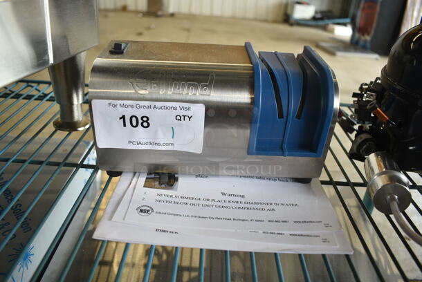 BRAND NEW SCRATCH AND DENT! Edlund 401 Stainless Steel Countertop Electric Knife Sharpener with Guides and Pressure Sensitive Motor. 230 Volts, 1 Phase.  - Image 2 of 6