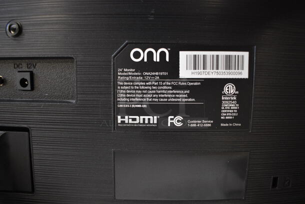 2 Onn ONA24HB19T01 24" Monitor. 120 Volts, 1 Phase. 2 Times Your Bid!  - Image 4 of 5