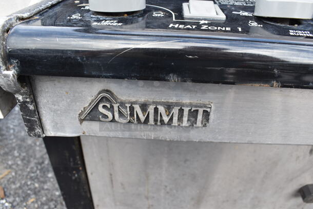 Weber Summit Metal Outdoor Propane Gas Powered Grill w/ Right Side Single Burner Range on Commercial Casters. 78x28x48 - Image 5 of 12