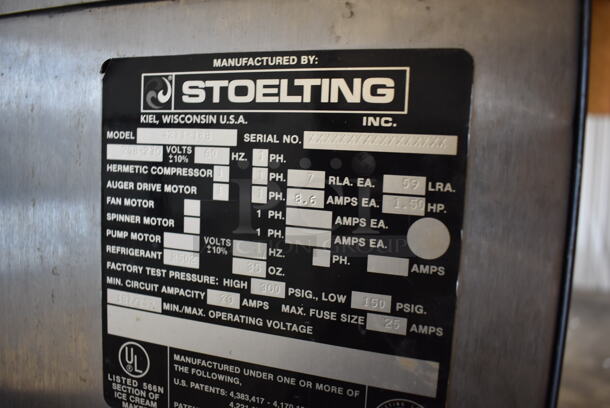 Stoelting 4231-18B Stainless Steel Commercial Floor Style 2 Flavor w/ Twist Soft Serve Ice Cream Machine on Commercial Casters. 208-230 volts, 1 Phase. 26x31x60 - Image 6 of 9