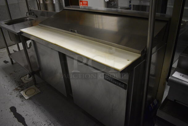Continental SW60-24M Stainless Steel Commercial Sandwich Salad Prep Table Bain Marie Mega Top on Commercial Casters. 115 Volts, 1 Phase. 60x34.5x42.5. Item Was in Working Condition on Last Day of Business. (kitchen) - Image 9 of 9