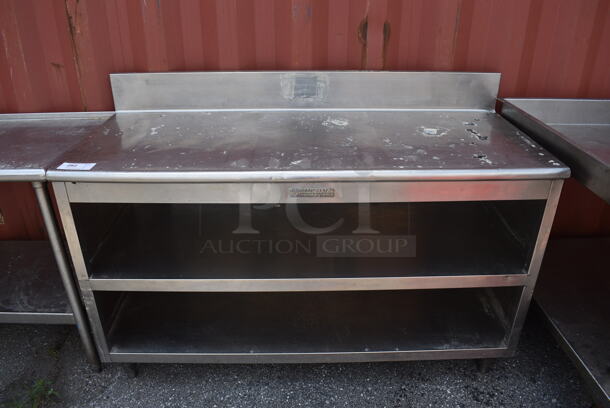 Stainless Steel Commercial Table w/ Back Splash and 2 Under Shelves. 60x25x42
