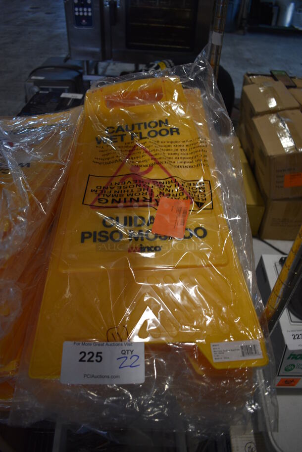 22 BRAND NEW! Winco Yellow Poly Wet Floor Caution Signs. 12x1x25. 22 Times Your Bid!