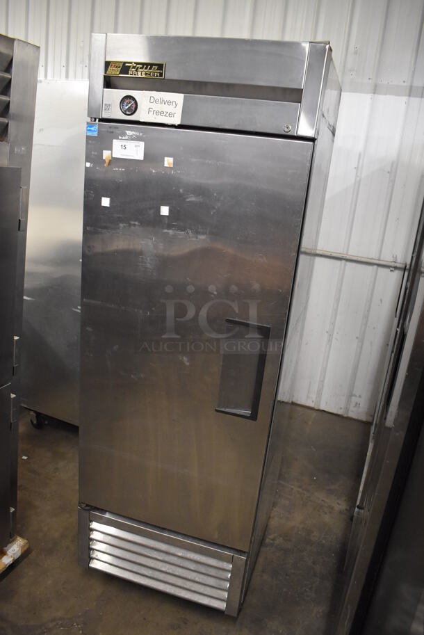 2013 True T-23F ENERGY STAR Stainless Steel Commercial Single Door Reach In Freezer w/ Poly Coated Racks on Commercial Casters. 115 Volts, 1 Phase. 27x30x83.5. Tested and Working! - Image 2 of 6