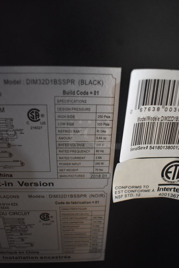 BRAND NEW SCRATCH AND DENT! Danby Silhouette DIM32D1BSSPR Commercial Stainless Steel Electric Powered Undercounter Ice Maker. 115V Tested and Working! - Image 5 of 5