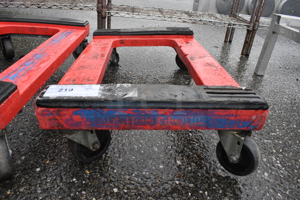 Uline Red Poly Dolly on Commercial Casters. 18x30x7.5