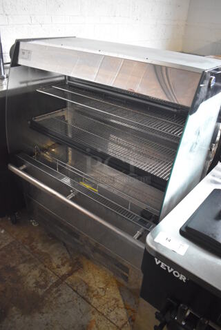 Marchia Stainless Steel Commercial Open Grab N Go Merchandiser Display Case on Commercial Casters. 39x25x50. Tested and Working!