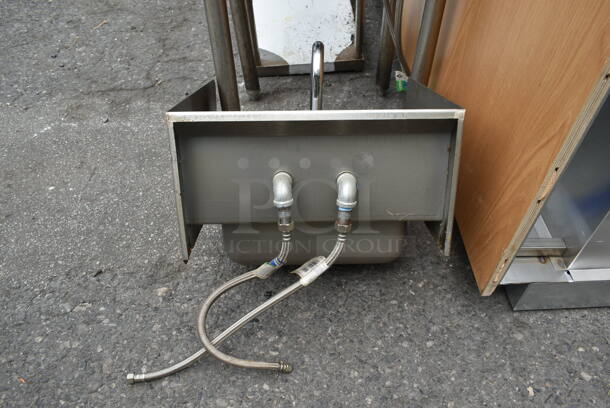 Regency 600HS17SP Stainless Steel Commercial Single Bay Wall Mount Sink w/ Side Splash Guards, Faucet and Handles. - Image 6 of 6