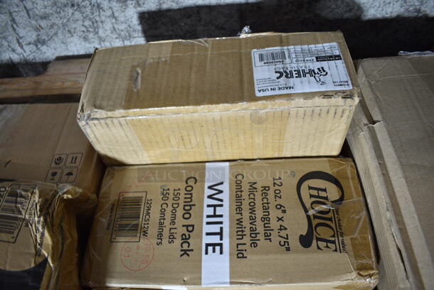 PALLET LOT of 27 BRAND NEW Boxes Including 500CC20 Choice Clear PET Customizable Plastic Cold Cup - 20 oz. - 600/Case, 130HBKCUTKW Visions Individually Wrapped Black Heavy Weight Plastic Knife - 1000/Case, 88534724 Town 34724 24" Hand Hammered Cantonese Wok, 3437RPBD6WHGD Visions 6" White Plastic Plate with Gold Bands - 150/Case, Inteplast Group PB10 3 1/2" x 10" Disposable Plastic Silverware Bag - 2000/Case, 128HD16COMBO ChoiceHD 16 oz. Microwavable Translucent Plastic Deli Container and Lid Combo Pack - 240/Case, 5001RT800B Lavex 8" White Hardwound Paper Towel, 800 Feet / Roll - 6/Case, 2 Box 433NHT101H Choice 1/6 Standard Size White "Thank You" Medium-Duty Plastic T-Shirt Bag - 1000/Case, 129MCS12W Choice 12 oz. White 6" x 4 3/4" x 1 3/4" Rectangular Microwavable Heavy Weight Container with Lid - 150/Case, 130IC10PCL Choice 10 lb. Clear Plastic Ice Bag with Ice Print - 1000/Case, 164CINDGRYAN Lancaster Table & Seating Industrial Chair with Antique Slate Gray Finish, 433MSLCPIE Choice 5" Clear Hinged Slice Container with Medium Dome Lid - 300/Case, 966TALLFLDN Choice Kraft Natural Tall-Fold 6" x 13" Dispenser Napkin - 8000/Case, 500CC20 Choice Clear PET Customizable Plastic Cold Cup - 20 oz. - 600/Case, 433CARRIER4 Choice Pulp Fiber 4 Cup Carrier - 300/Case, 760VP64KR Carnival King Kraft 64 oz. Popcorn Bucket - 360/Case, 127PL Choice Portion Cup Lids. 27 Times Your Bid! - Image 11 of 12