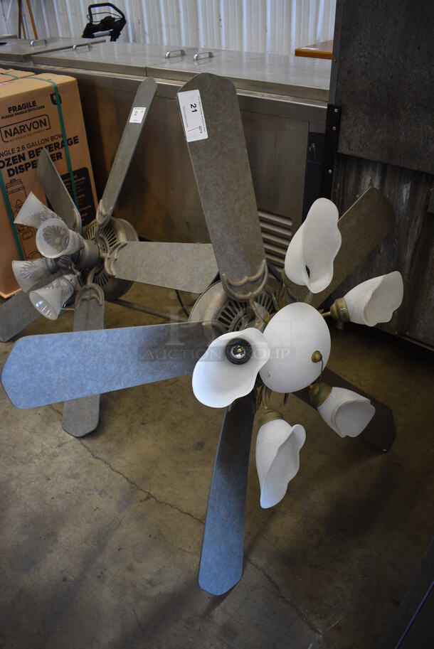 Ceiling Mount Fan w/ 5 Blades and 6 Light Shades. 48x48x65