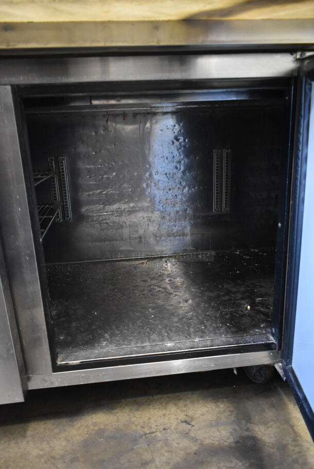 Turbo Air TPR-93SD Stainless Steel Commercial Pizza Prep Table w/ Over Shelf on Commercial Casters. 115 Volts, 1 Phase. Tested and Powers On But Does Not Get Cold - Image 9 of 11