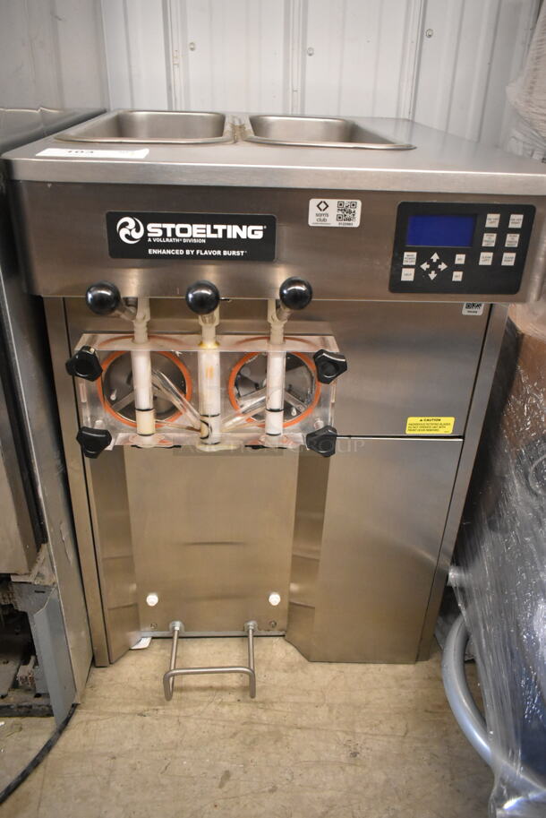 2022 Stoelting SF121-38I2 Stainless Steel Commercial Countertop 2 Flavor w/ Twist Soft Serve Ice Cream Machine. 208-240 Volts, 1 Phase.  - Image 1 of 6