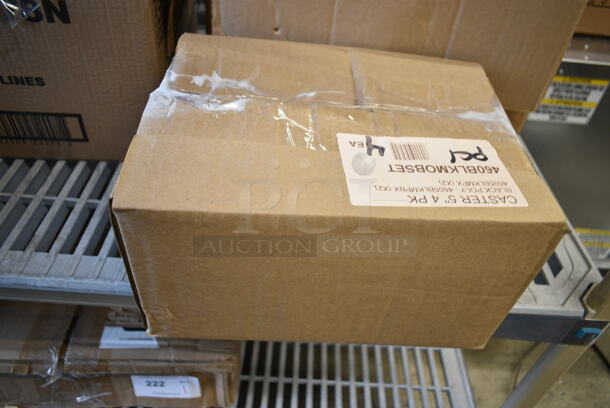 3 BRAND NEW SCRATCH AND DENT! Items Including 460BLKMOBSET Regency 5" Black Polyurethane Swivel Shelving Stem Casters - 4/Pack, 190RA40CSTR 4" High-Temp Swivel Plate Caster with Built-In Zerk Grease Fitting. 3 Times Your Bid!  - Image 3 of 8