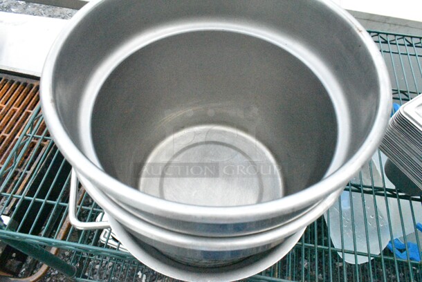 Green Finish 5 Tier Wire Shelving Unit on Commercial Casters w/ Contents Including Stainless Steel Drop In Bins, China Cap Strainer and Ice Bucket. BUYER MUST DISMANTLE. PCI CANNOT DISMANTLE FOR SHIPPING. PLEASE CONSIDER FREIGHT CHARGES.  - Image 10 of 12
