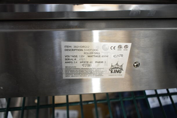 BRAND NEW SCRATCH AND DENT! 2021 Carnival King 382HDRG12 Stainless Steel Countertop 12 Hot Dog Roller Grill with 5 Rollers. 120 Volts, 1 Phase. Tested and Working! - Image 6 of 6