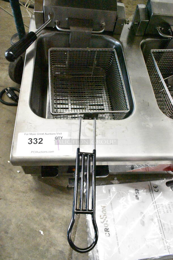 BRAND NEW SCRATCH AND DENT! 2023 Crosson CF-13 Stainless Steel Commercial Countertop Electric Powered 2 Bay Fryer w/ 2 Metal Fry Baskets. 120 Volts, 1 Phase. - Image 6 of 9