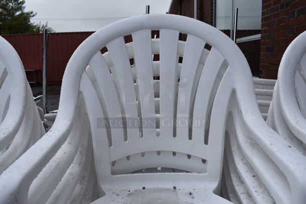 10 BRAND NEW SCRATCH AND DENT! Grosfillex 49092004 / US092004 Pacific White Fanback Stacking Resin Armchair. 23x21x35.5. 10 Times Your Bid! - Image 4 of 6
