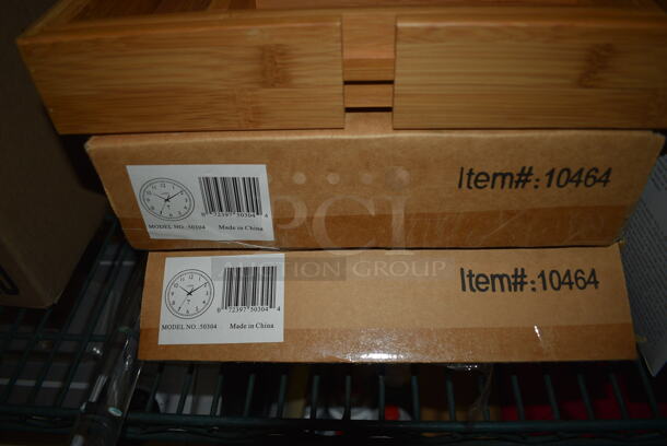 ALL ONE MONEY! Tier Lot of Various Items Including Ultra Heart and Sound Soother, Wooden Utensil Drawer Organizer, Heat/Cold Wrap, Brushes, and Wall Mount Clocks - Image 6 of 7