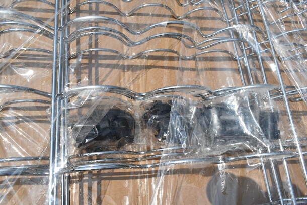 Box of 4 BRAND NEW SCRATCH AND DENT! Regency 460ECWIN2448 24" x 48" 22-Bottle Chrome Wire Wine Shelf - Image 4 of 5