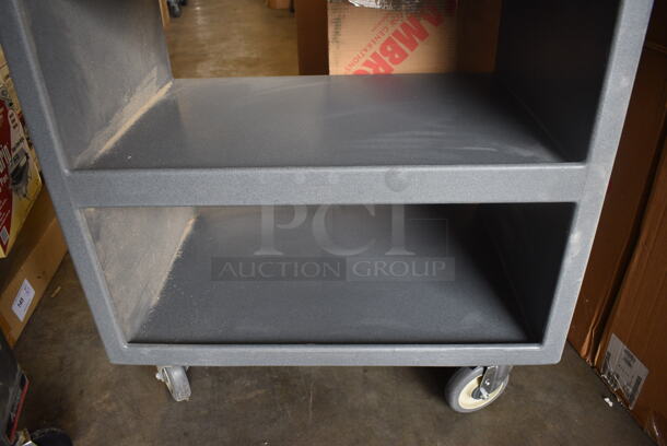 BRAND NEW IN BOX! Cambro Gray Poly 3 Tier Cart w/ Push Handle on Commercial Casters. 33x20x25 - Image 3 of 5